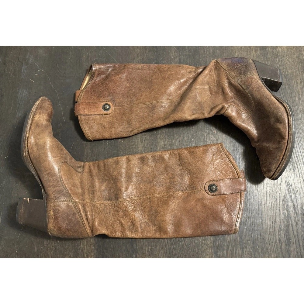 Frye 76575 Tall Jackie Button Brown Leather Boot Size 8.5 B NICE - Picture 2 of 5